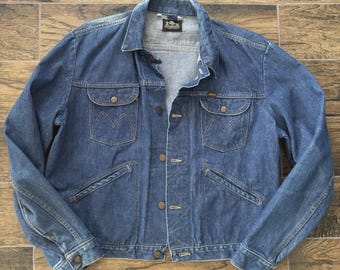 Chaqueta vaquera estilo camionero vintage de los años 70, con orillo de campana azul Maverick, talla 46, sarga derecha, XL