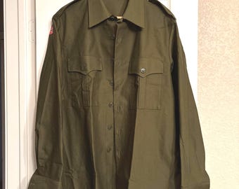 Rare Norwegian Military Uniforms Shirt Jacket Olive Green L M75 NEW Never Worn