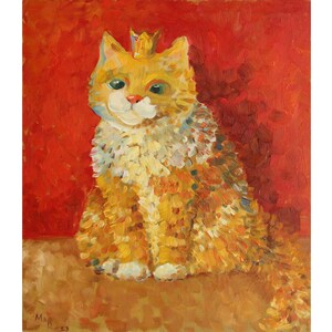 Décoration murale Décoration murale Art mural Chat roux royal avec une couronne - parfait pour la décoration intérieure ! Art de chat chat roux Tableau chat moderne