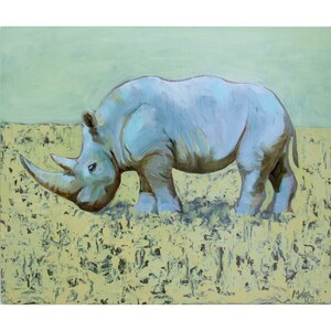 Neushoorn wanddecor Muur inleveren kunst aan de muur Muurdecor originele muurkunst dier schilderij