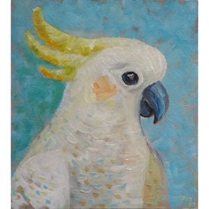Original Oil Painting: Colorful Parrot Art, Signed 9x8 Inch 2024 year