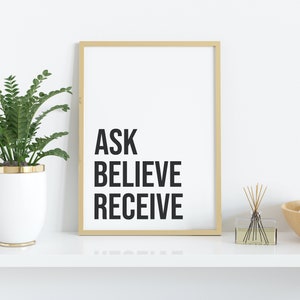 Ask Believe Receive motivational wall decor inspirational | Etsy