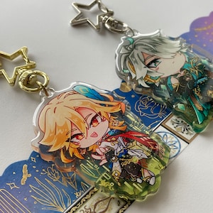 ゲンシン アルハイサムとカヴェ グリッターエポキシアクリルキーホルダー
