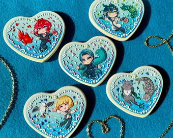 TWST Seaside Suits Embossed Wood Keychains Fridge Magnets Pins