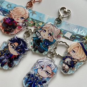 Genshin Fontaine Glitter Epoxy Acrylic Keychain