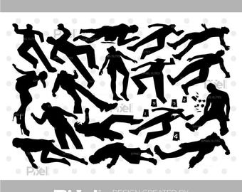 Crime Scene Murder SVG Bundle, Body Outline Silhouette, Police Tape Forensic Design, True Crime Cricut Cut File | Dxf, Eps, Png