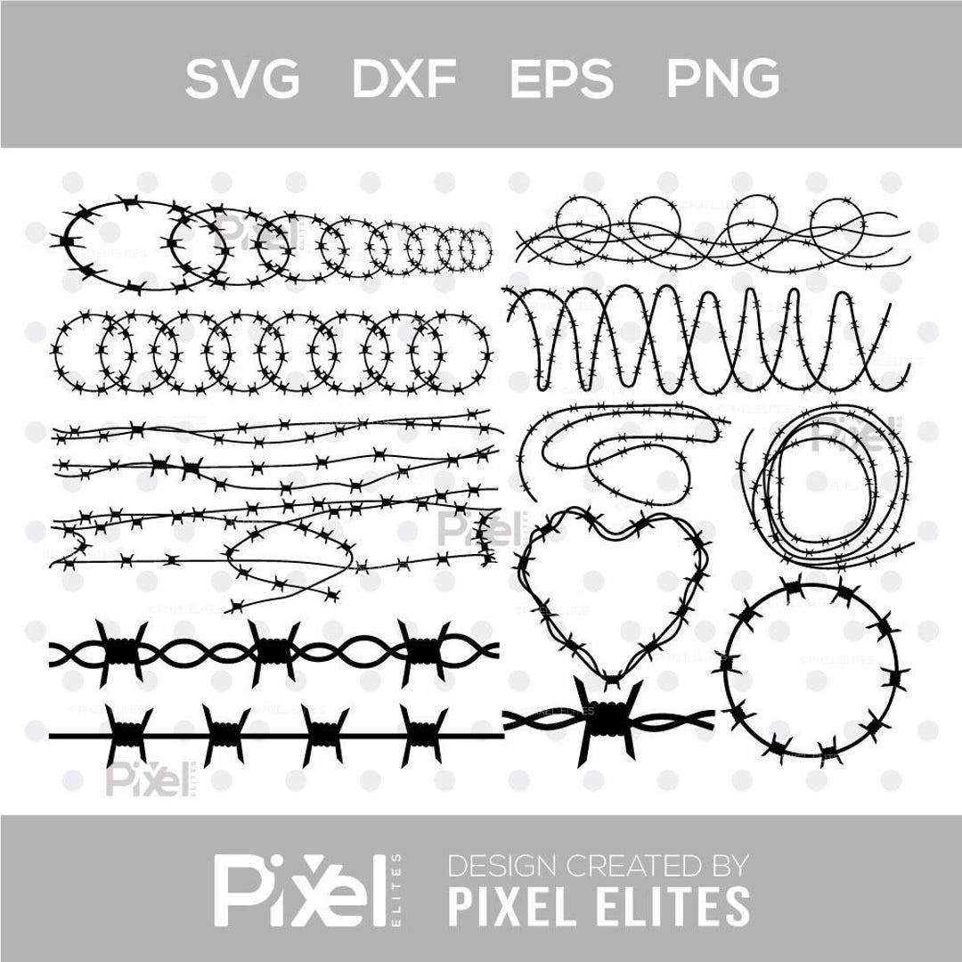 Barbed Wire SVG Cut File Bundle, Barbed Wire Silhouette , Border Wire ...