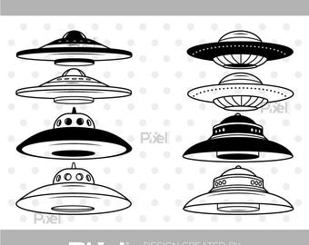 UFO SVG Bundle: Alien Spaceship Clipart, Cricut & Silhouette Cut Files (Digital Download)