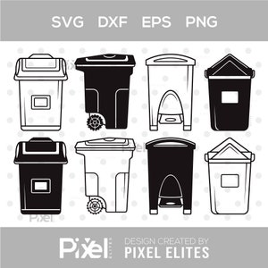 Trash Bin Silhouette, Trash Bin SVG, Garbage Bin Svg, Trash Svg, Garbage Svg, Rubbish Bin Svg, Trash Bin Bundle