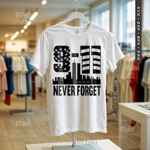 Glöm aldrig 9/11 SVG-filer, patriotisk militär stolthet SVG, Veterans Day-skjortadesign, USA Memorial-klippfil bild 15