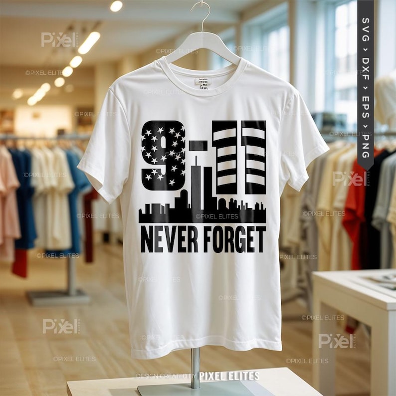 Glöm aldrig 9/11 SVG-filer, patriotisk militär stolthet SVG, Veterans Day-skjortadesign, USA Memorial-klippfil bild 15