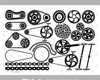 Chain Gears SVG Bundle: Steampunk Industrial Cut Files (Digital Download)