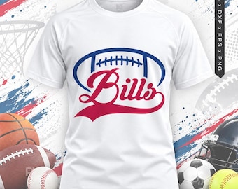 Bills Football Fan Svg, Football Team Logo, Game Day Script Design, Sports Lover Shirt
