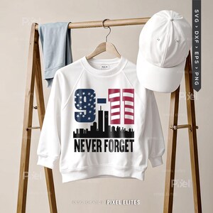 Glöm aldrig 9/11 SVG-filer, patriotisk militär stolthet SVG, Veterans Day-skjortadesign, USA Memorial-klippfil bild 12