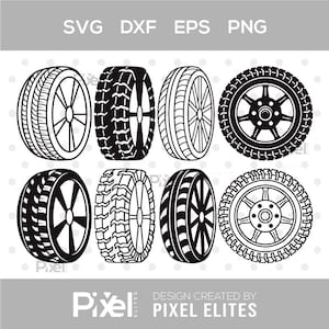 Tire With Wheel Silhouette, Tire with Wheel SVG, Tires Svg, Wheel Rim Svg, Car Wheel Svg, Wheel Hubcap Svg, Tire with Whee Bundle