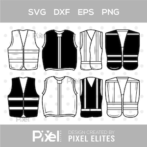 Safety Vest SVG Bundle – Construction & Protective Vest Silhouette Cut Files for Cricut, PNG, DXF, Eps, Instant Download