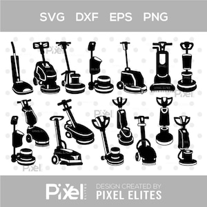 Golvpolerare SVG Silhuett Bundle | Rengöringsutrustning Klippfiler (digital nedladdning)