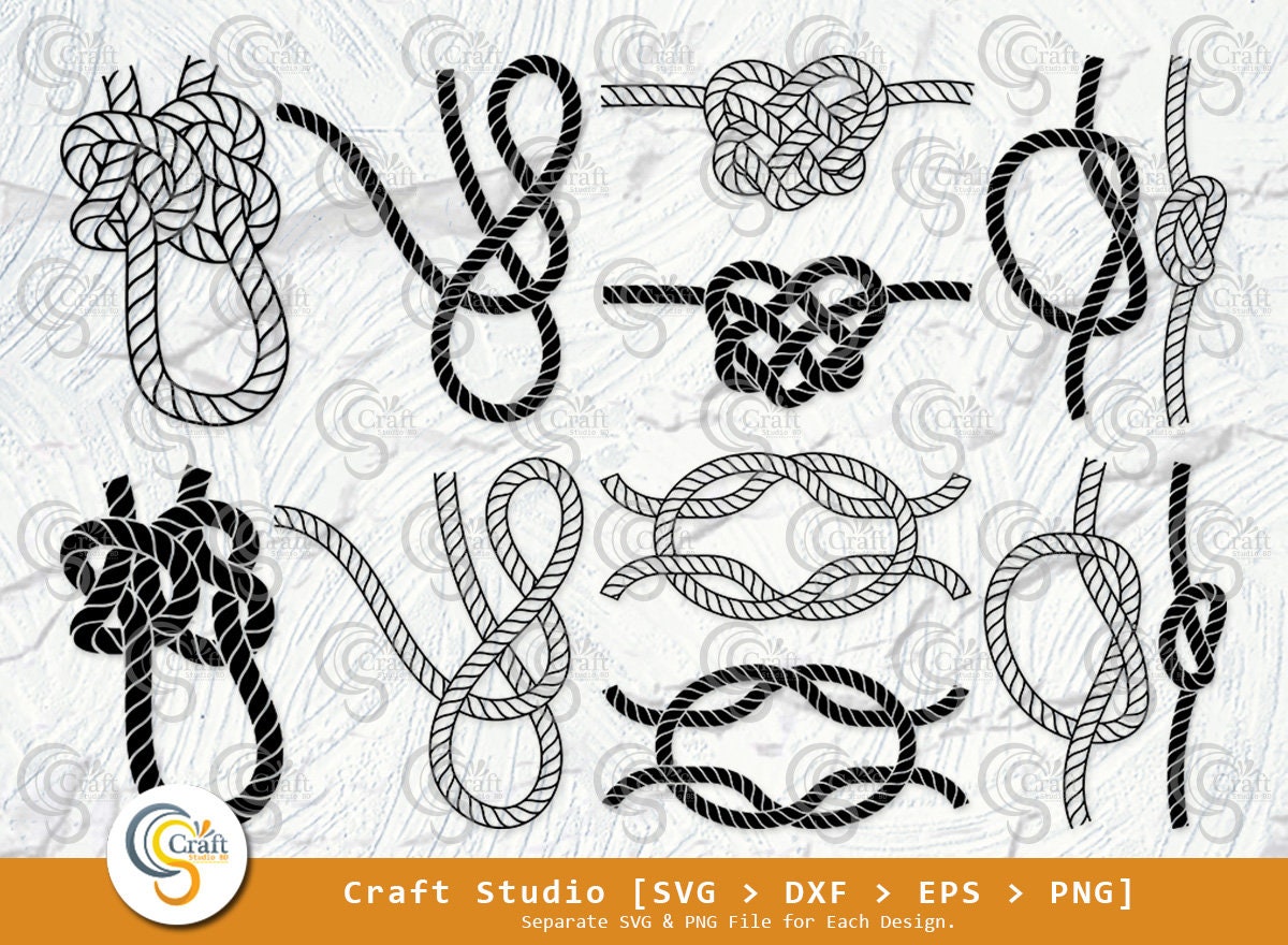 Nautical Rope Knot SVG Cut File, DXF PNG Eps, Marine Rope Knot Svg