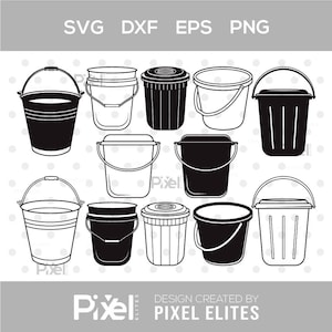 Bucket Silhouette, Water Bucket Svg, Cleaning Bucket Svg, Bin Bucket Svg, Bucket Outline Svg, Bucket Svg Bundle