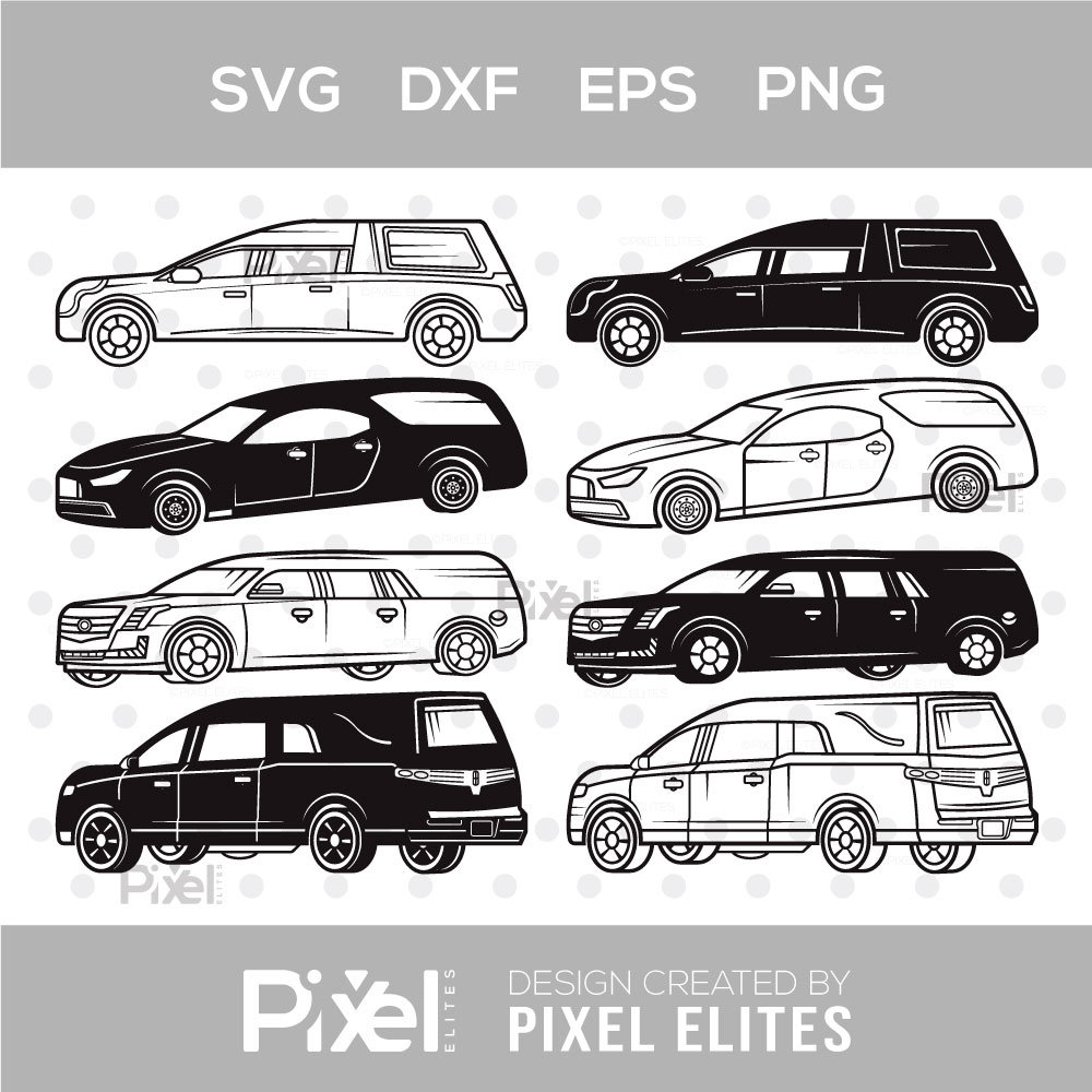 Haunted Hearse Car SVG Bundle | Hearses Silhouette Clipart | | Funeral Car Cut Files | Cricut & Silhouette Compatible | Digital Download