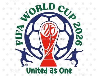 Design de t-shirt de football SVG United as One, citation football Coupe du monde 2026, États-Unis, Maxico, Canada | Dxf, Eps, PNG