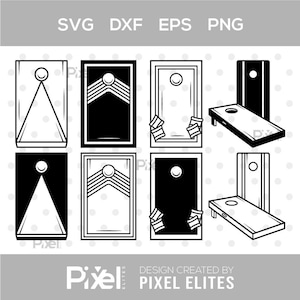 コーンホールボード SVG アウトライン | コーンホールシルエット 裏庭ゲーム SVG カットファイル | ビーンバッグトスゲームデザイン | Eps PNG DXF