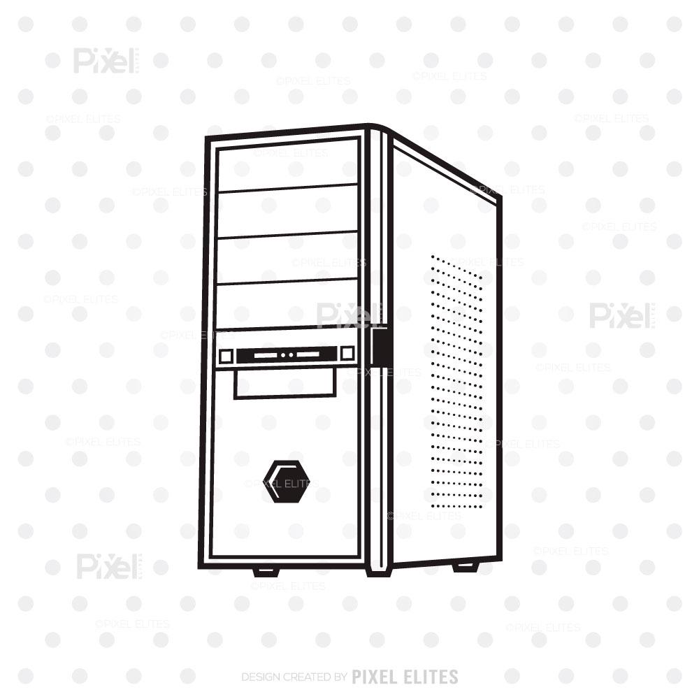 Computer Set SVG Cut File Silhouette & Outline, Desktop Computer SVG ...