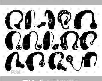 Hearing Aid SVG Bundle: Silhouette Cut Files, Clipart (Digital Download)