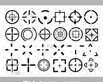 Crosshair SVG Silhouette Bundle, Target Cut File, Bullseye, Shooting Target, Archery Target Cricut | Dxf Eps Png