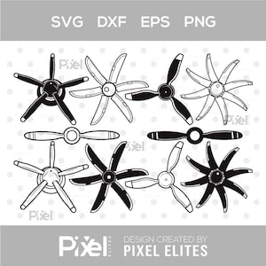 航空機プロペラSVGバンドル、アウトラインとシルエット、飛行機、ヘリコプターカットファイル（デジタルダウンロード）