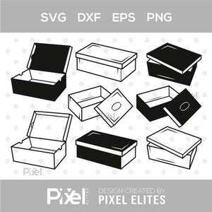Shoe Box SVG Bundle | Sneaker Box, Gift & Packaging Box Silhouette | Rectangle Box SVG Cut Files for Cricut and Silhouette