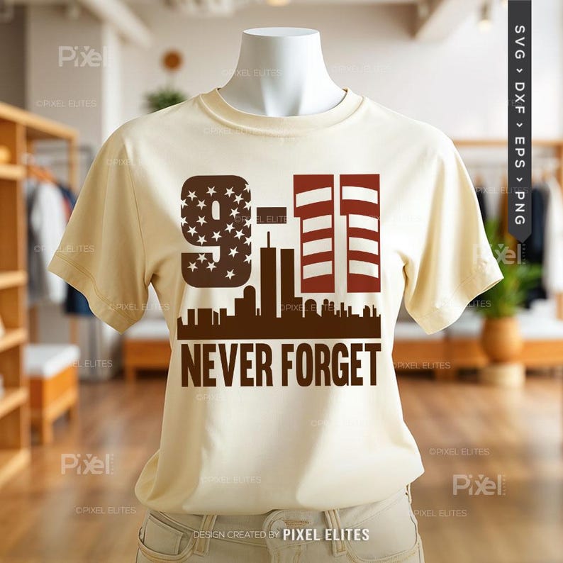 Glöm aldrig 9/11 SVG-filer, patriotisk militär stolthet SVG, Veterans Day-skjortadesign, USA Memorial-klippfil bild 11