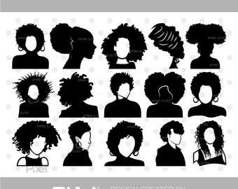 Afro Woman SVG Cut File Bundle, Afro Girl Silhouette, Afro Queen, Curly Hair, Black Woman Cricut | Dxf Eps Png