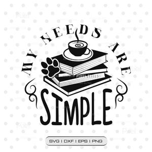 Caffè con impronta di zampa per amanti dei libri (svg, png, eps, dxf) Design per maglietta da lettura accogliente