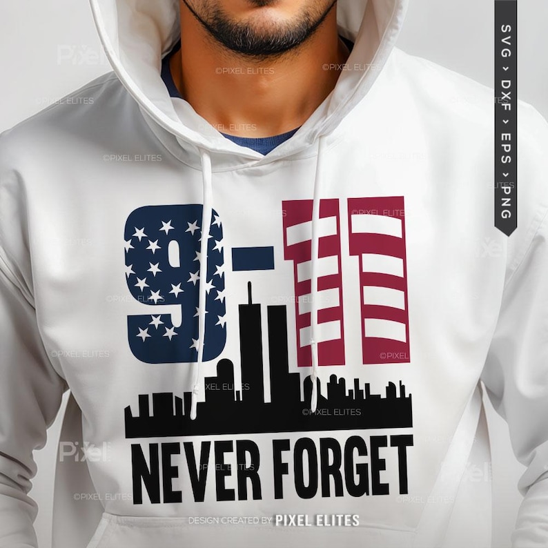 Glöm aldrig 9/11 SVG-filer, patriotisk militär stolthet SVG, Veterans Day-skjortadesign, USA Memorial-klippfil bild 3