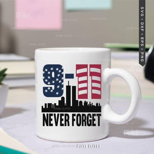 Glöm aldrig 9/11 SVG-filer, patriotisk militär stolthet SVG, Veterans Day-skjortadesign, USA Memorial-klippfil bild 5