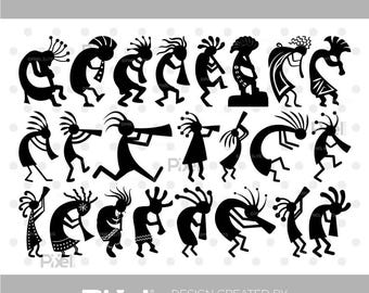 Kokopelli SVG Schnitt-Datei-Bundle | Südwesten Silhouette (Png, Dxf, Eps)