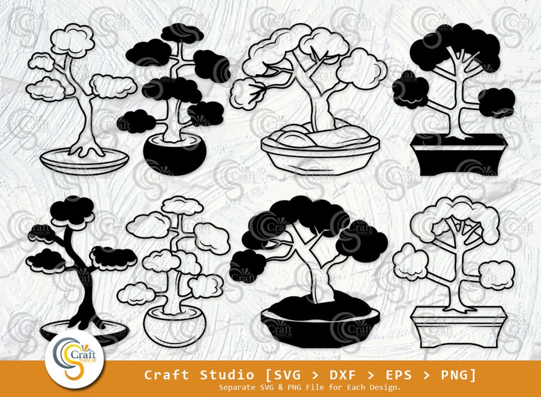 Bonsai Tree SVG Tree Silhouette Evergreen Svg Bonsai Svg Etsy