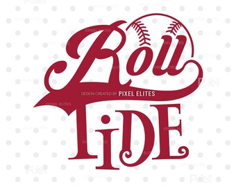 Roll Tide Svg, Alabama Baseball Game Day Shirt Design, Crimson Png Dxf Eps, Cricut File Digital Download
