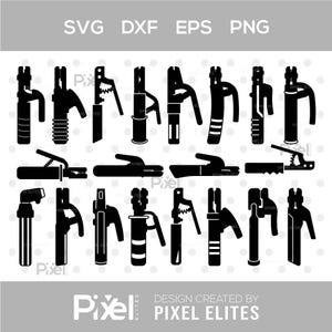 Electrode Holder SVG Bundle, Welding Equipment Silhouette, Welder SVG Cut File, Cricut Welding Clipart Design