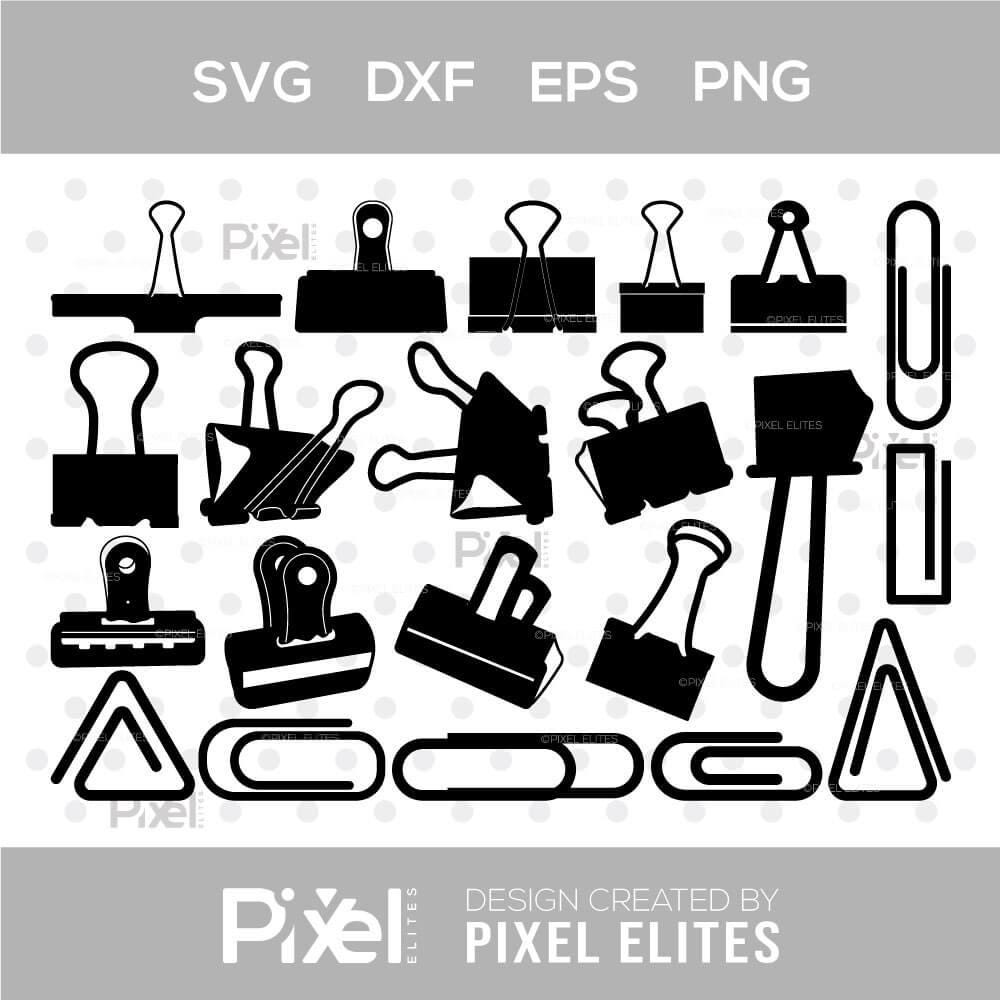Notebook Binder Svg Binder and Paper Clip SVG Bundle | School and Office Silhouette ...