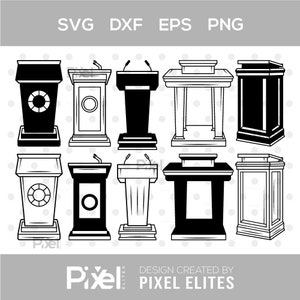 Silueta de podio, Podio de orador en formato SVG, Podio de conferencia en formato SVG, Podio de madera en formato SVG, Micrófono con podio en formato SVG, Podio
