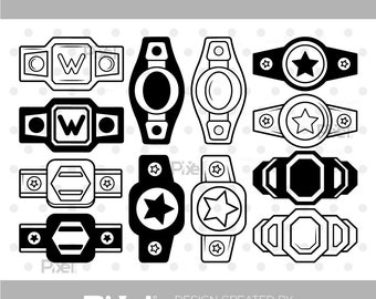 Kampioenschap riem omtrek en silhouet SVG-bundel, boksen gesneden bestand | Dxf, eps, png