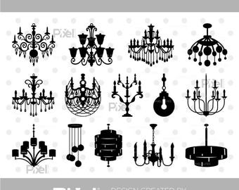 Chandelier SVG Cut File Bundle, Vintage Chandelier Silhouette, Decoration Light, Home Decor Light Cricut | Dxf Eps Png