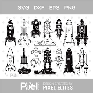 Silhouette de fusée, fusée SVG, fusée Svg, Svg de vaisseau spatial, fusée de lancement Svg, Svg de fusée spatiale, fusée Bundle