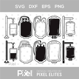 Blutbeutel SVG Umriss Bundle, Blutspende Symbol Silhouette, gesundheits Clipart für Cricut | Eps Png Dxf
