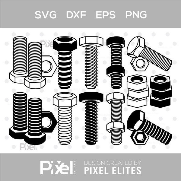 Bolt Screw Silhouette, Screw Svg, Hardware Tool Svg, Bolt Svg, Nut And Bolt Svg, Hex Cap Svg, Screw Icons Svg, Bolt Screw Bundle