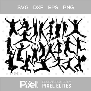 Jumping People Silhouette SVG Bundle, Jumper, Jump, Jumping, Human Jumping, Jumping People Clipart, Cricut SVG Cut File, Outline Vector,