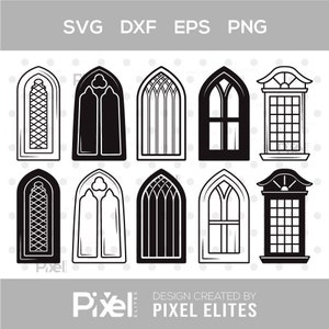 Church Windows SVG Bundle | Gothic & Arch Window Silhouettes for Cricut and Silhouette | Digital Download