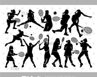 Tennis Women SVG Bundle, Tennis Silhouette, Tennis Mom Svg, Women Svg, Player Svg, Tennis Lover Svg, Sports | Dxf Eps Png